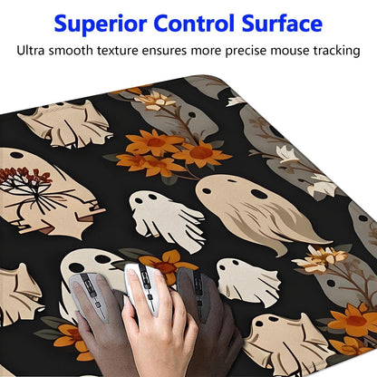 Large Gaming Mouse pad,Halloween Ghost Flowers Cute Anti Slip Rubber Base Mouse pad, Suitable for Computer, Laptop, Office Desk Accessories