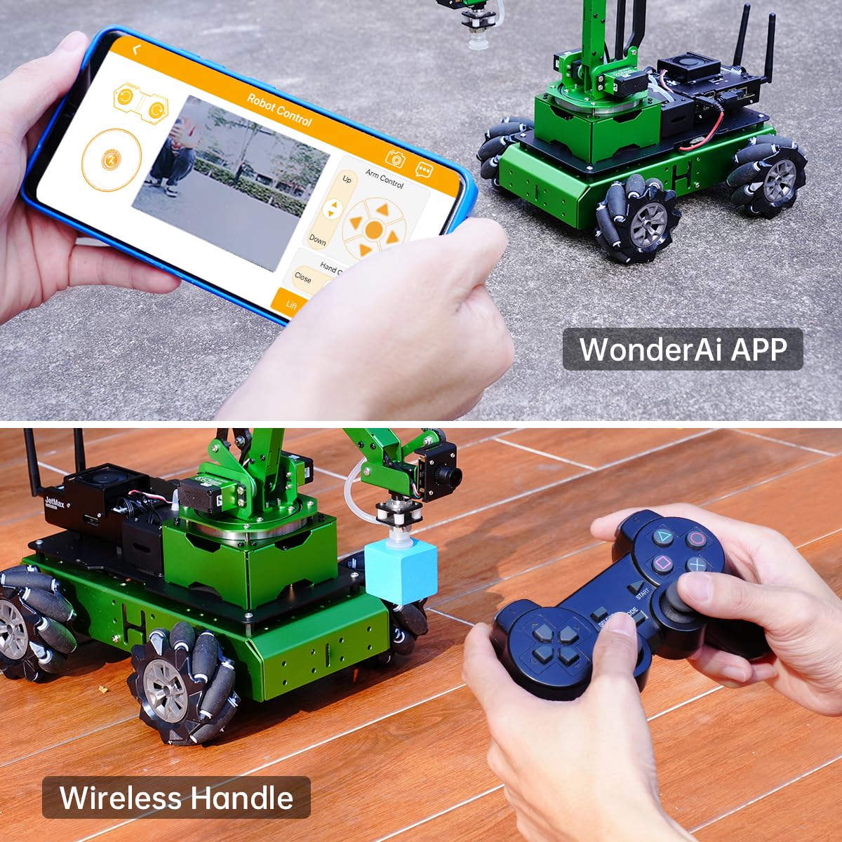 LewanSoul JetMax Robotic Arm for Jetson Nano AI Vision ROS Open Source Programmable Robot Arm Kit with 4 Kinds Gripper Big Chassis Sensor Modules Wireless Control App/PC Coding Study DIY Robot