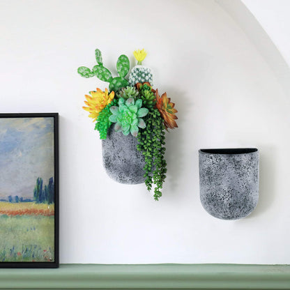 LA JOLIE MUSE Wall Hanging Planters for Indoor Plants，Hanging Flower Pots for Air Plants Succulent, Set of 2, 5.7L*4.1W*7H, Rock Gray