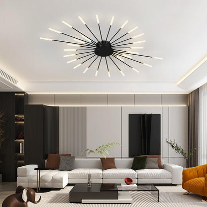 RRDEFSD Modern Ceiling Light Flower Shape, Metal Firework Ceiling Lamp with Plug-in LED Source, Lighting Fixture for Living Room Dining Room Bedroom, Natural Light