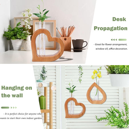 Chonsun Plant Propagation Stations 2 PCS Wall Hanging Planters for Indoor Plants Glass Tubes Home Decorations Gifts Terrarium Plants Live