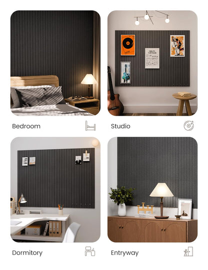 Fluxynara Large Felt Bulletin Board 48" x 36" Cork Board Alternative-12 Pack with 70 Safe Removable Adhesive Tabs, Cork Boards for Walls Cork Board for Home Office Classroom Pin Board (Charcoal Gray)