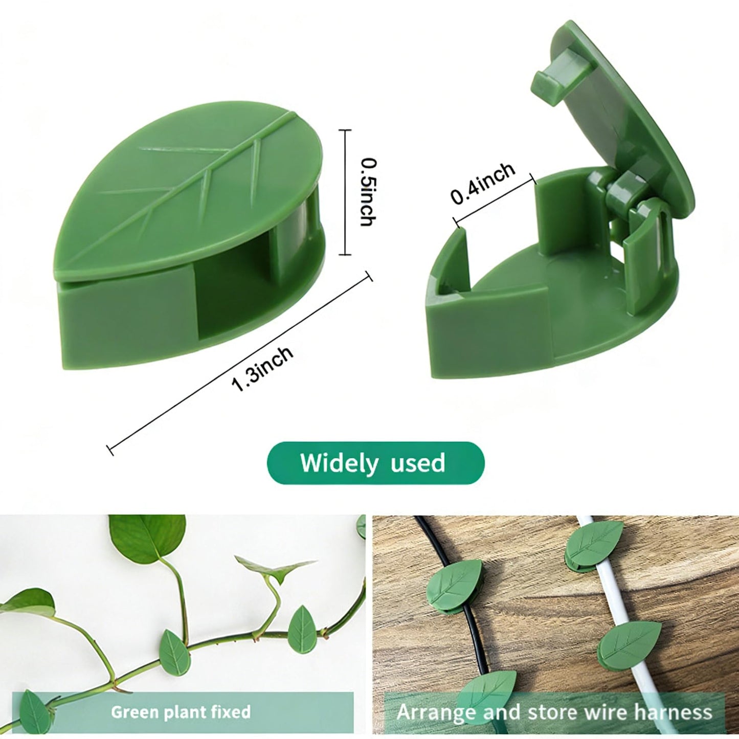 Odetina 2026 New Plant Clips for Climbing Plants, 10 Pcs Green Leaf Shaped Self-Adhesive Plant Wall Clips, Plant Climbing Wall Fixture Clips for Vine Support, Wall Plant Holder & Cable Organization