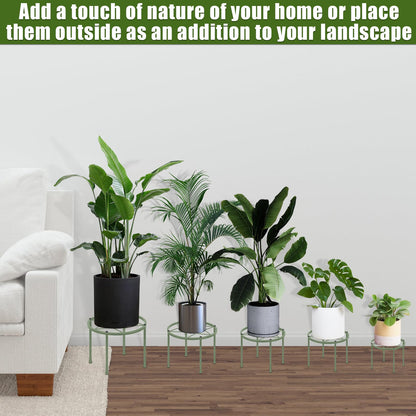 lokeisna Set of 8 Plastic Planter & Metal Plant Stands for Home Indoor and Outdoor