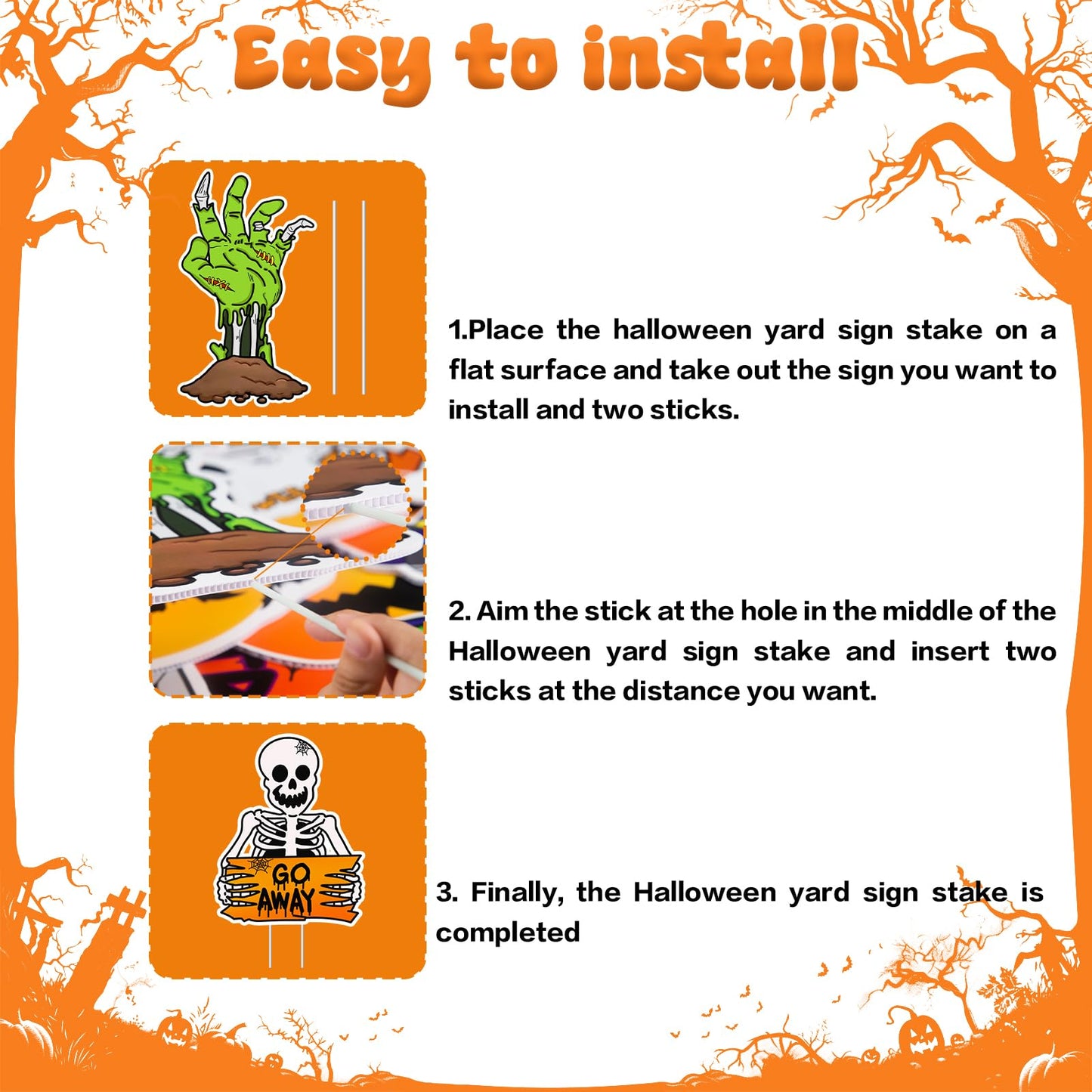 10 PCS Cute Halloween Decorations Outdoor Yard Signs,Large Yard Stakes Signs Pumpkin Ghost,Halloween Lawn Decoration for Family Friendly Kids Home Party Plastic Halloween Yard Stakes