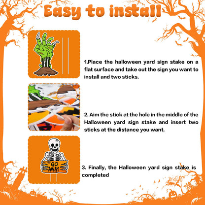 10 PCS Cute Halloween Decorations Outdoor Yard Signs,Large Yard Stakes Signs Pumpkin Ghost,Halloween Lawn Decoration for Family Friendly Kids Home Party Plastic Halloween Yard Stakes