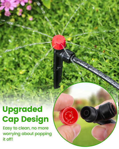 Landtouch 36 Pack Drip Irrigation Parts, Quick Connect 8-Outlet Adjustable 360° Emitters for Garden & Farm Irrigation Systems