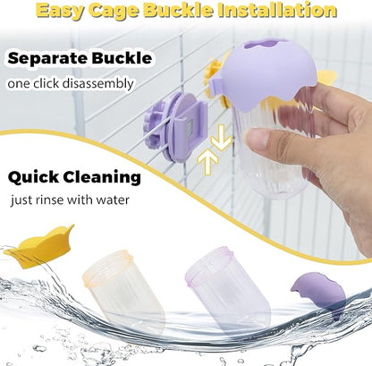 2Pcs Bird Cage Feeder for Vegetable, Parrot Veggies Holder with Water-Storage Design to Keep Greens Fresh, No Mess Hanging Millet Feeder for Parakeet, Quick Clean Clip, No Spill Feeders for Parrots