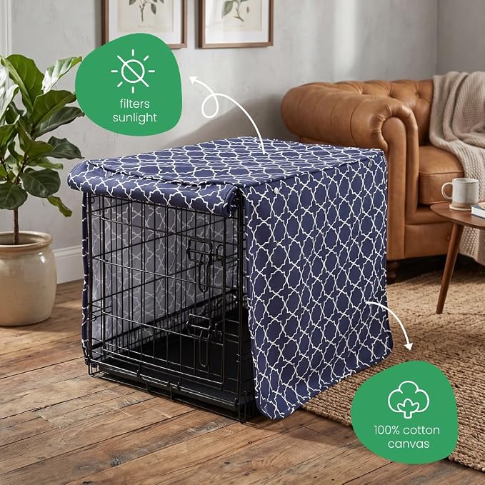 Molly Mutt Romeo & Juliet Dog Crate Cover, 100% Cotton Canvas Cover with 2 Roll-Up Panels, Ideal for Dog or Cat Crate, Durable, Washable, and Free of Harmful Chemicals, 30" x 19" x 21"