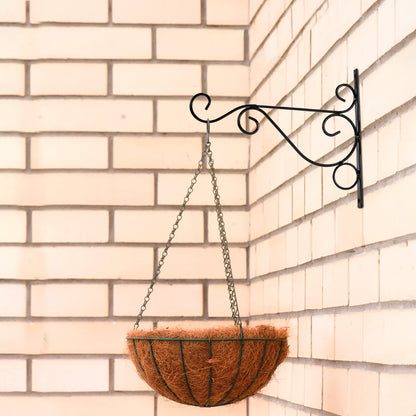 Fasmov 6 Pack Hanging Plant Brackets, 10" Sturdy Iron Wall Mount Flower Basket Hook Indoor Outdoor Bracket for Hanging Bird Feeders, Lanterns, Planters, Wind Chimes, Ornaments with Screws (Black)
