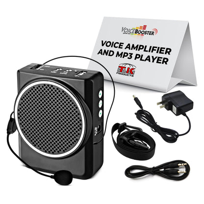 Voicebooster Portable Voice Amplifier for Teachers - 12W Rechargeable Portable Speaker with Microphone Headset for Classroom, Tour Guide, Public Speaking, Built-in MP3 Player & FM Radio - Black MR1700