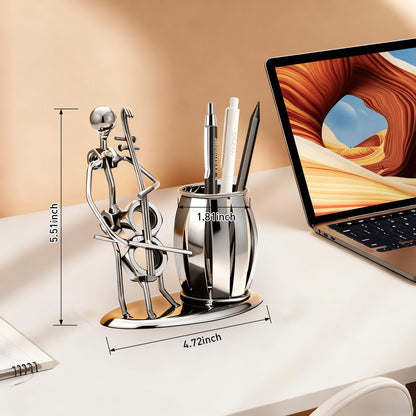 HSOOVZN Metal Pen Holder Cello Desktop Accessories Music Decor Pen Organizer Cool Pencil Cup For Music Gifts Kids Students Office Stationary