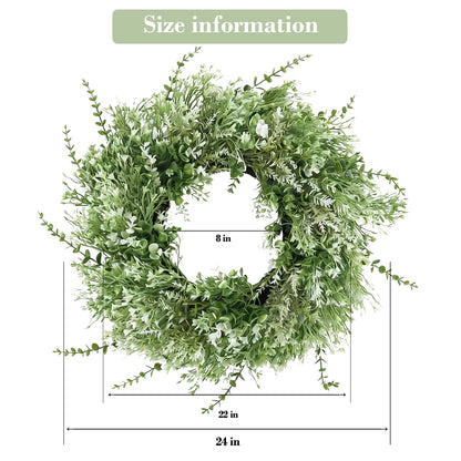 NIOPELO 24'' Eucalyptus Wreath for Front Door - Artificial All Season Wreath for Wedding Farmhouse Porch Wall Room Home Decor