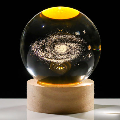 Movdyka 3D Crystal Galaxy Ball Space Decor Lamp Science Astronomy Gifts for Kids, Laser Engraved Galaxy Model Universe Night Light Gift Idea for Graduation Mothers Day Christmas