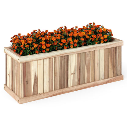 Giantex Acacia Wood Raised Garden Bed, Rectangular Planter Box w/Drainage Gaps, Floor Standing Window Mount for Flower Vegetable Herb Fruit, Outdoor Plant Container for Backyard, Lawn, 36"x12"x12"