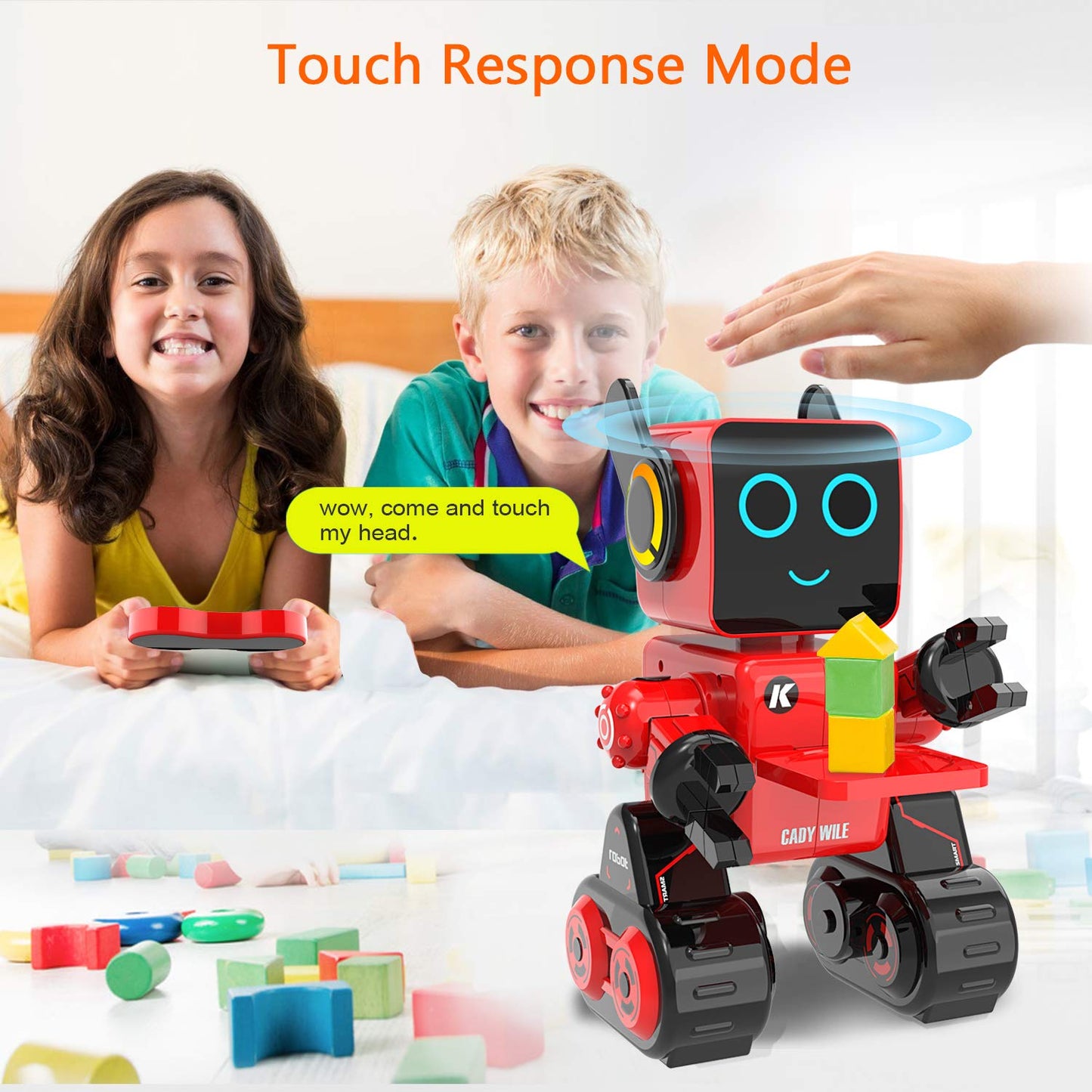 okk Robot Toy for Kids, Smart RC Robot Kit with Touch and Sound Control Robotics Intelligent Programmable Smart Robots with Walking, Dancing, Singing, Talking, Transfering Items for Boys Girls (Red)