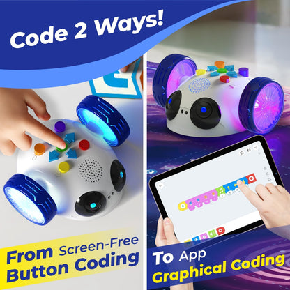 Apitor Coding Robot Toys for Kids Ages 5+, STEM Robot Toy Kit with Wheels and Play Cards, Screen Free Remote Control Programming Interactive Toy for Boys and Girls Ages 5-8