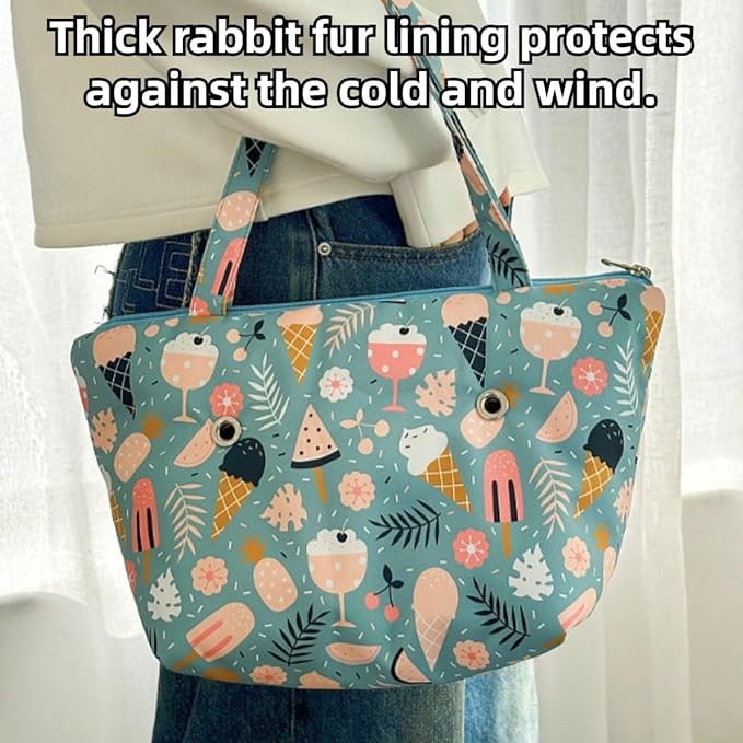 Warm Bird Carrier Bag for Winter Shoulder/Hand Bag Outdoor Portable Travel Carrier with Air Holes for Parakeets Lovebirds Conures Quarkes Caique (Blue,Small)