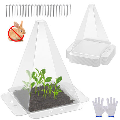 SENWELL-KA 20 Pack Garden Cloches for Plants - Clear Reusable Plastic Seedling Covers with 40 Metal Stakes - Mini Greenhouse Plant Bell Covers for Frost, Sun, Pests Protection(7.8" x 11")
