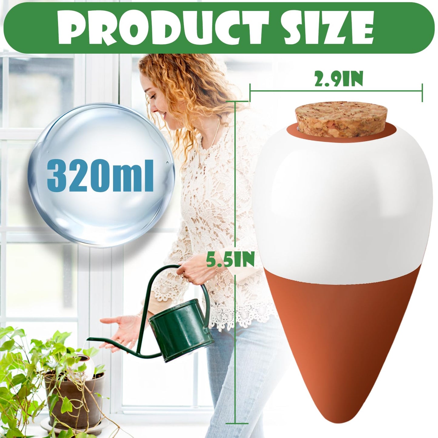 Terracotta Watering Spikes, 4 Pack Ollas Self Watering Globes, Slow Release Self Watering Planter Insert, Plant Watering Globes for Indoor and Outdoor Plants