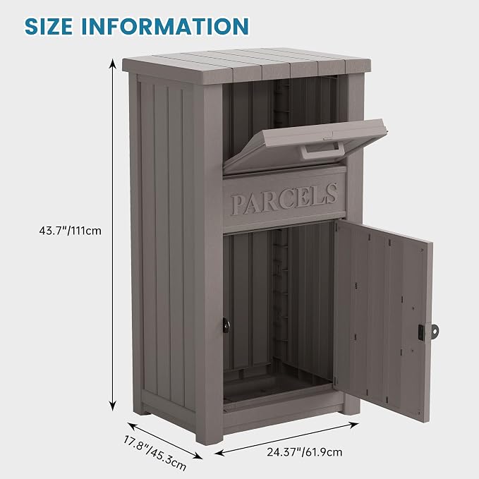 Package Delivery Box for Outside, Large Lockable & Weatherproof Anti-Theft Large Parcel Drop Box for Porch, Curbside, House Storage, Charcoal Gray(60 Gallon)