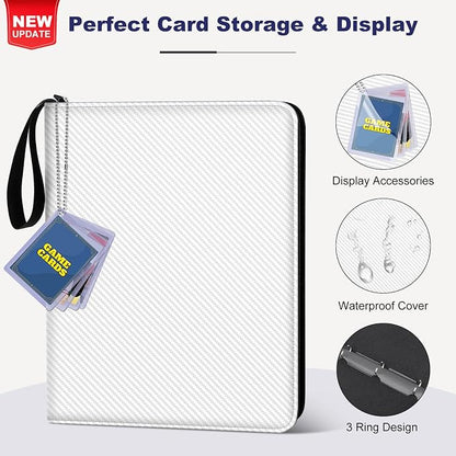 Mlikero Trading Card Binder, 9 Pocket Card Binder with Card Display Design, 720 Double Sided Pocket Collection Binder, Card Albums for MTG, TCG, and Sports Cards(White)