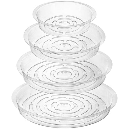 Kingrol 40 Pack Plant Saucers for Pots, 4 Sizes Plant Drip Trays (6/8/10/12 Inch), Lightweight Flexible PET Plant Pot Saucer for Indoor Outdoor Plants, Clear Flower Pot Tray
