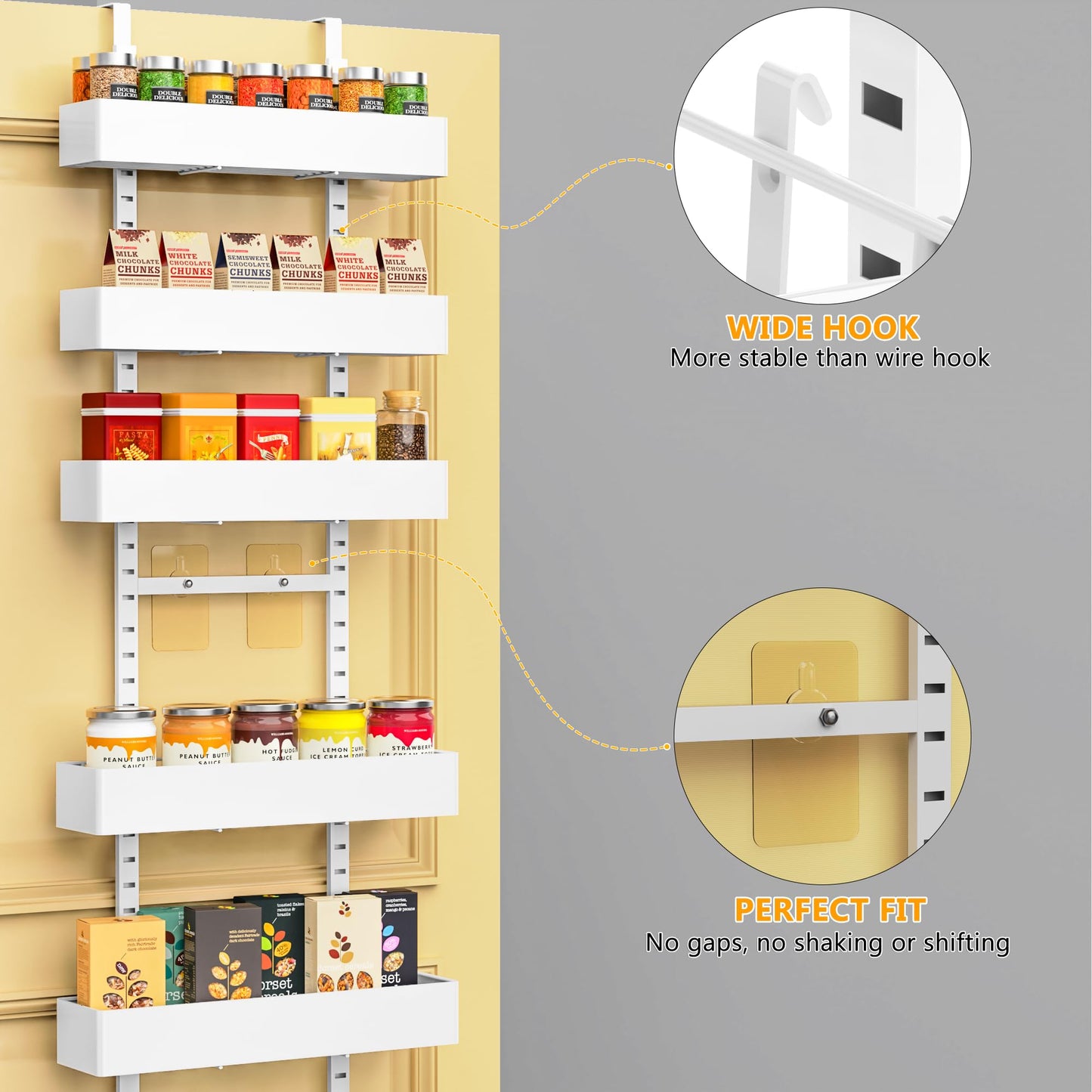Moforoco 9-Tier Over The Door Pantry Organizer, Pantry Organization and Storage, Black Hanging Basket Wall Spice Rack Seasoning Shelves, Home & Kitchen Bedroom Bathroom House Essentials