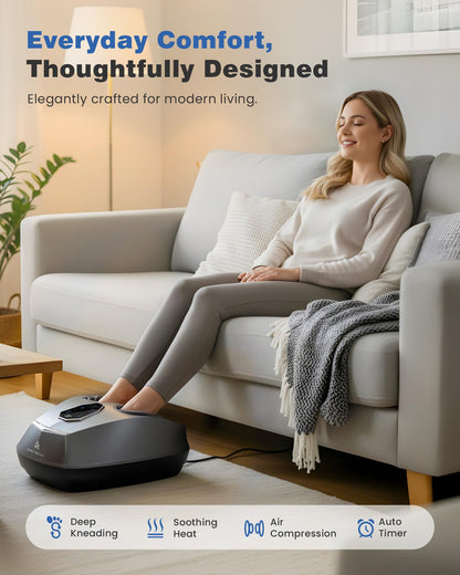 KING RELAX Shiatsu Foot Massager with Heat, 2026 Upgraded Deep Kneading & Squeeze Massage for Plantar Fasciitis, Modern Sculpted Design, Fits Up to Size 14, FSA Eligible HSA Store, Fathers Day Gift