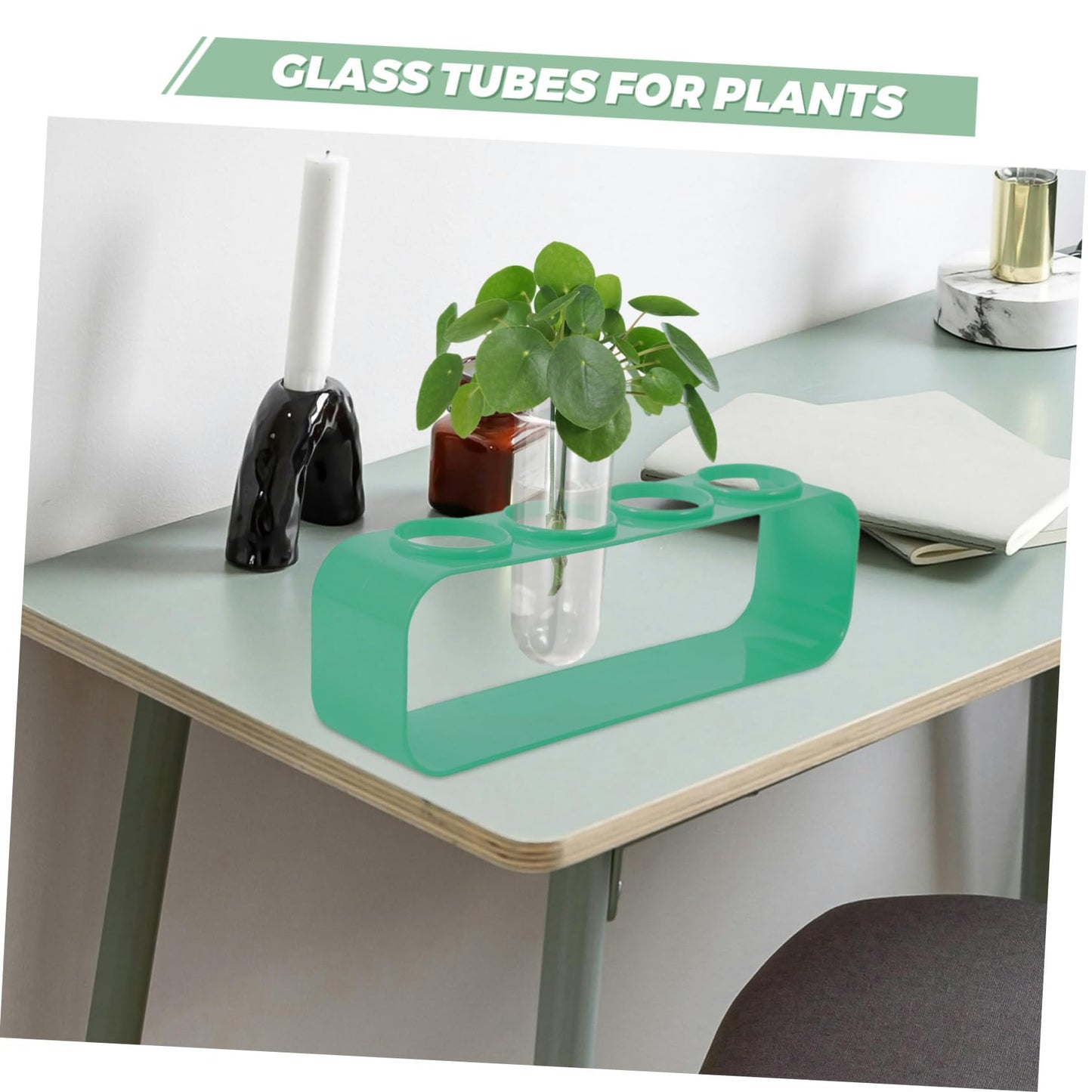 Garneck 4pcs Glass Plant Test Tube Vase Small Vases for Hydroponic Flowers Terrarium Desk Decor