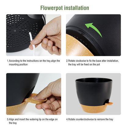 WSMKSZ 8 inch Self Watering Pots, 2 Pack Plastic Planters with Mesh Drainage Holes for Garden Plants and Flower, Plants Pots with Deep Reservoir for Indoor Outdoor Plants, Black with Brown