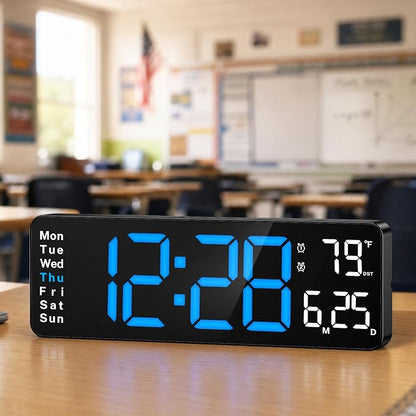 Digital Clock Large Display, 13" Large Wall Clock for Classroom | Big Led Wall Clocks with Remote Control,Date,Week,Alarm,Temp&DST for Bedroom,Living Room,Gym,Office,Garage