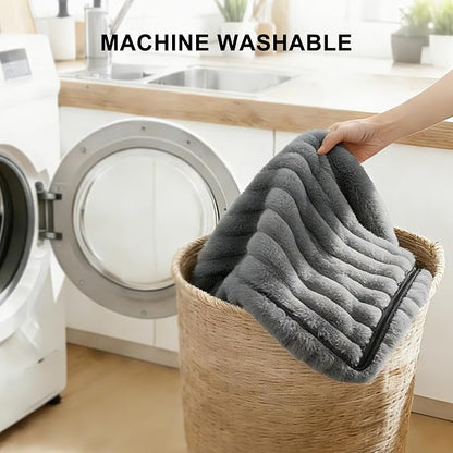 FURTIME Medium Dog Beds for Medium Dogs Washable, Orthopedic Dog Bed, Rectangle Warming Soft Calming Sleeping Puppy Bed Durable Pet Bed with Anti-Slip Bottom M Plus (30"x24"x8")
