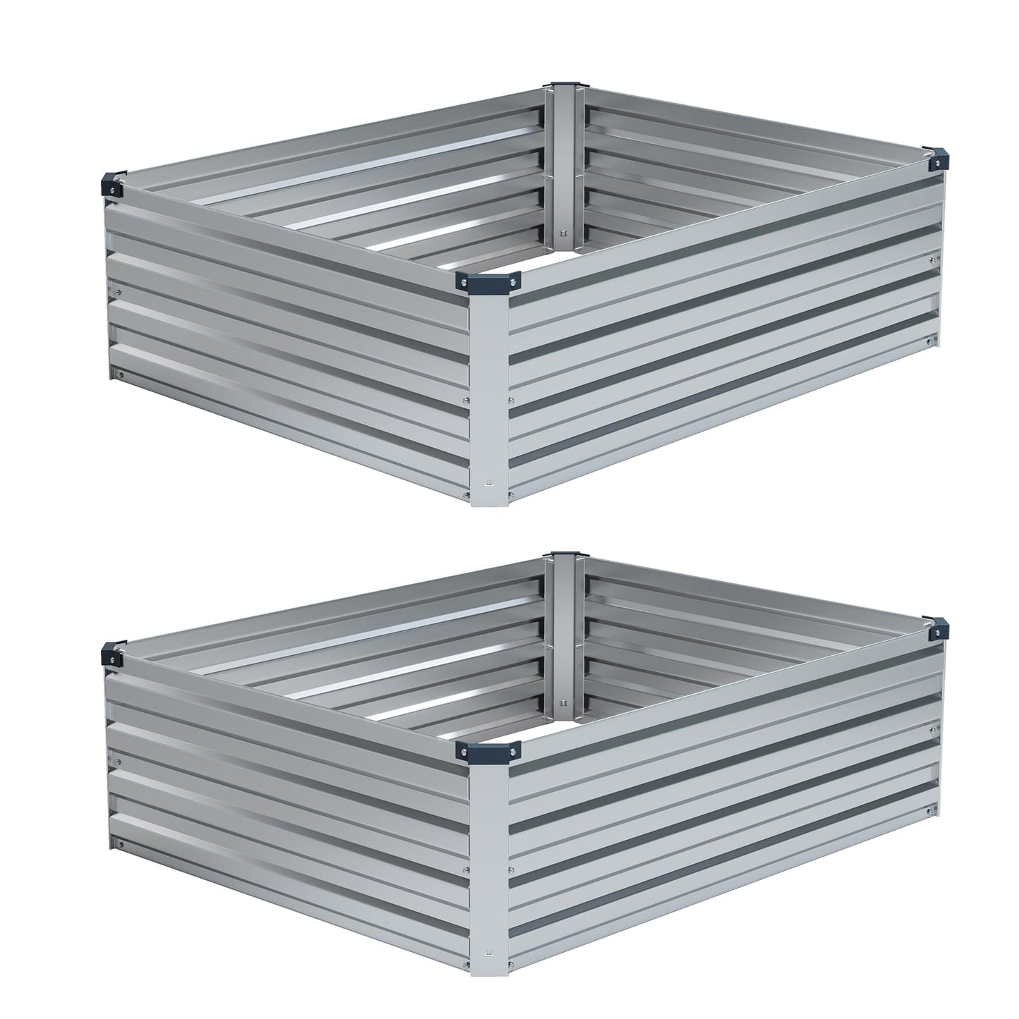Foxlang 4x3x1ft(2 Pack) Galvanized Raised Garden Bed,Outdoor Planter Box Metal Patio Kit Planting Bed for Vegetables Flowers Herb,Silver