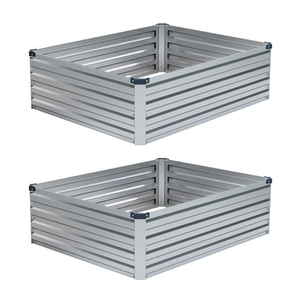Foxlang 4x3x1ft(2 Pack) Galvanized Raised Garden Bed,Outdoor Planter Box Metal Patio Kit Planting Bed for Vegetables Flowers Herb,Silver