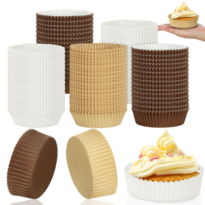 Uiifan Disposable Round Cupcake Liners Paper Baking Cups Wrappers Cupcake Paper Microwave Oven Safe Bakeware Mold for Snacks Cakes(3 Colors,150 Pack)
