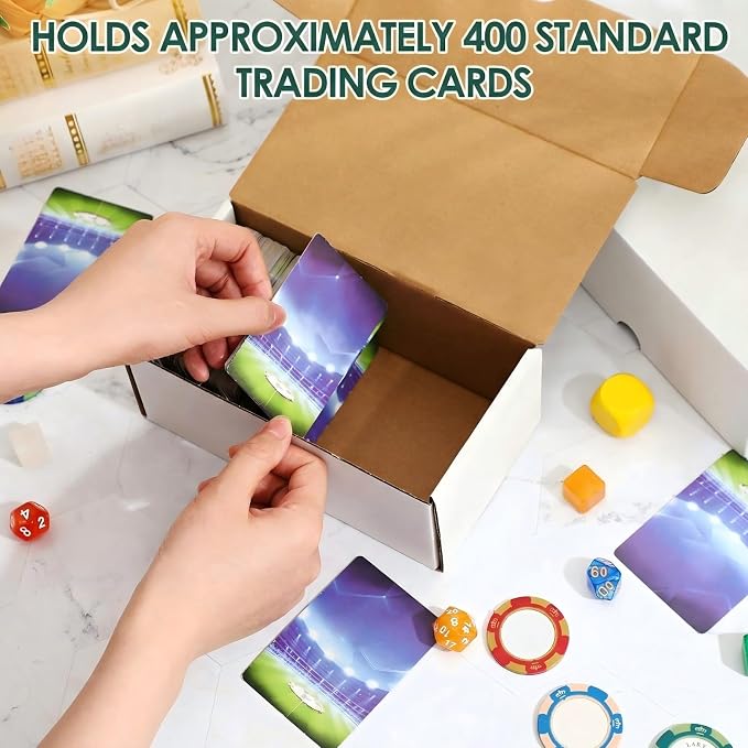 Yexiya 100 Pcs 400 Count Trading Card Storage Box Cardboard Baseball Card Storage Box Collectible Cases for Sports Gaming Cardboard Game Collecting Holder Supplies (White)