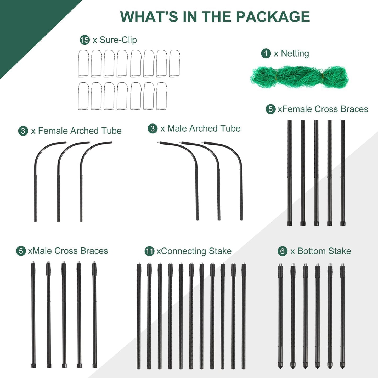 FOLLOOK Cucumber Trellis for Raised Garden Bed, Rustproof Metal Garden Arch Trellis for Climbing Plants Support Outdoor Fruit Grape Vine Vegetable Tomato Pole Bean Snap Pea Trellis, 48x48inch, Black