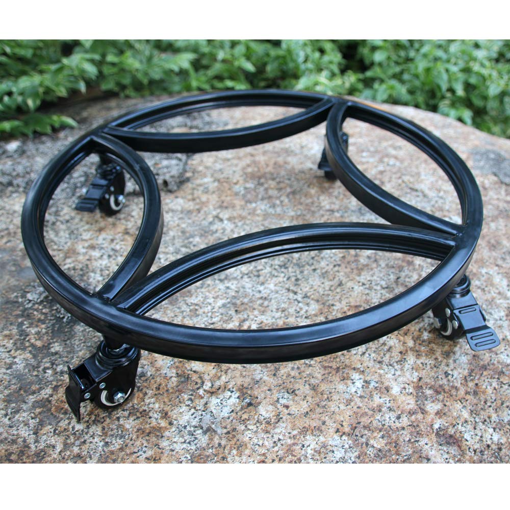 Zhongma 2 Pack Dia.18.1" x 3.5" H Round Plant Caddy with Wheels, Fully Assembled, Heavy Duty Construction, 300 Lbs Capacity, Load-Bearing Wheels with Brakes, No Installation Required
