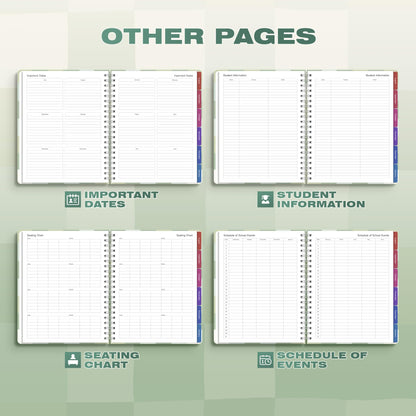 Teacher Lesson Planner 2026-2027 Academic Year, Aug 2026-Jul 2027, Deluxe 26-27 Lesson Plan Book for Teachers Supplies & Homeschool Planner with Pocket & Monthly Tabs, 8.5" x 11", Green Checkered