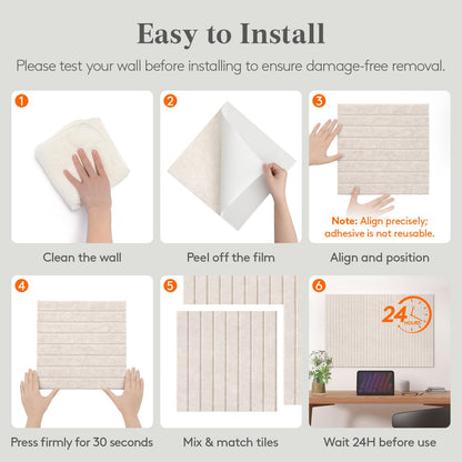 Lifewit Felt Slatted Bulletin Board, 12 Pack Self-Adhesive Panel, 48"x 36" Total Size, Cork Board Alternative, Pin Message Board with 30 Pushpins for Room and Office Decor, Home, Dorm, Gray