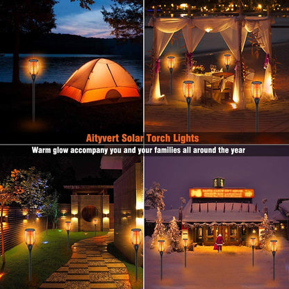 Aityvert Upgraded Larger Solar Torch Lights, Waterproof Outdoor Dancing Flames Light, Flickering Flames Garden Lights, Landscape Decoration Pathway Patio Lights 43" 96 LED (4 Pack)