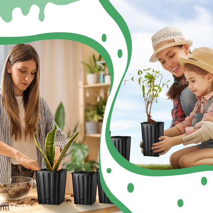 Dandat 100 Pcs Tall Tree Pots, Plastic Deep Plant Nursery Pots, Tall Seedling Flower Plant Container Starting Pots with Drainage Holes for Indoor Outdoor Gardening (5 Size 7.6"+9.8"+11"+11.4"+12.2"H)