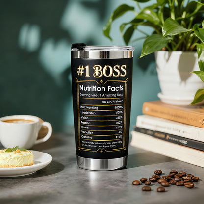 ZyraGleam Worlds Best Boss Appreciation Gifts for Men - Boss Birthday Gift Ideas for Male Insulated Stainless Steel Travel Coffee Tumbler 20 OZ Black