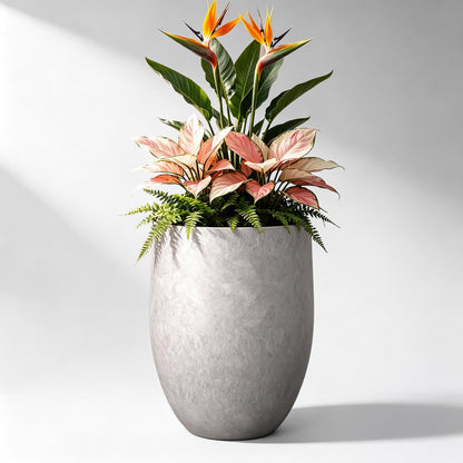 Kante 21.7" Tall Concrete Planter, Light Gray Large Plant Pot with Drainage Hole & Rubber Plug – Lightweight Weathered Cement Container for Indoor Outdoor, Home Patio Garden