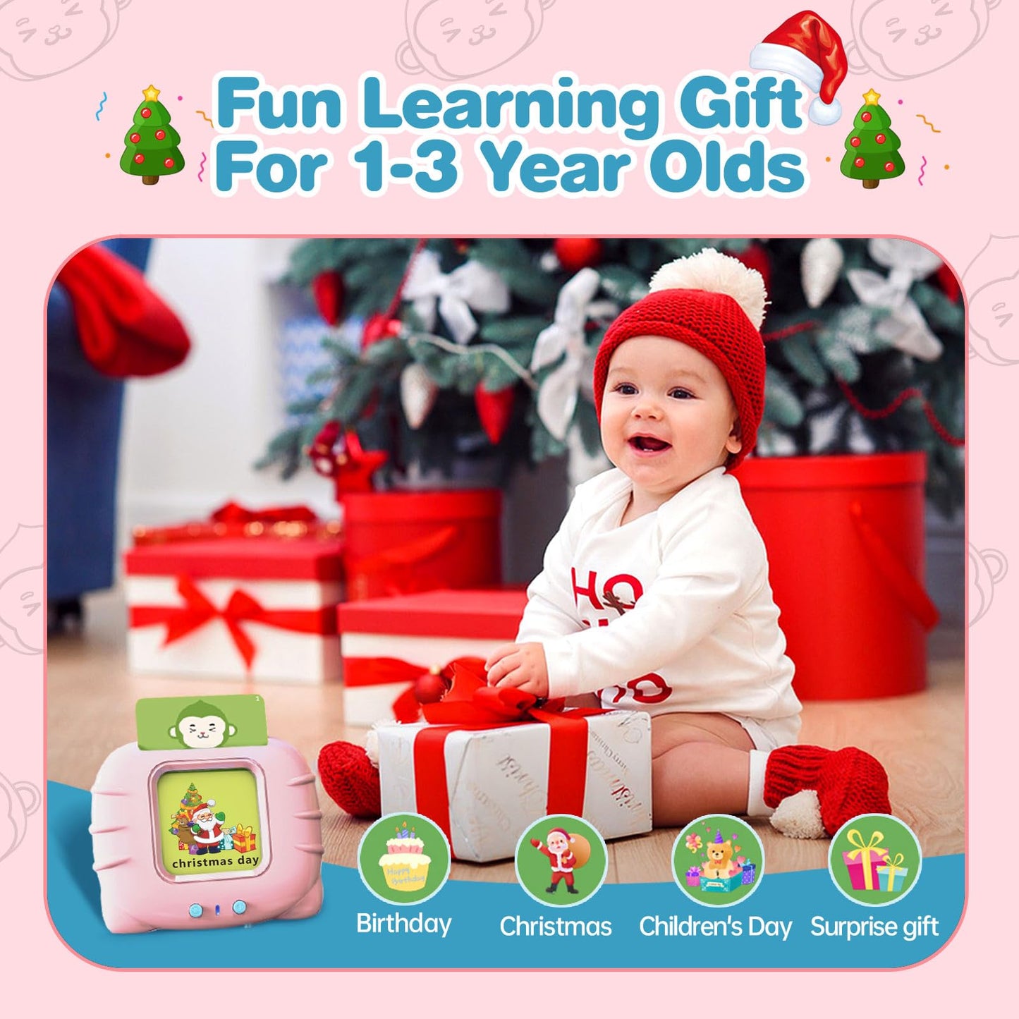 U-LEARNER Toddler Girls Toys Talking Flash Cards-296 Sight Words, Educational Toys for 1 2 3 4 Year Old, Speech Therapy&Autism Learning Materials, Toddler Girlt Birthday Gift with Durable Cards