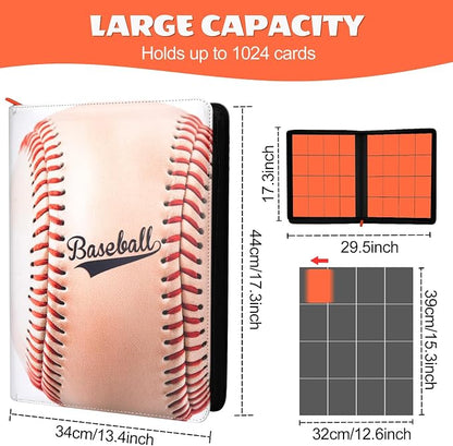 1000+ Pockets Trading Card Binder 1024 Capacity (16-Pocket, Baseball)