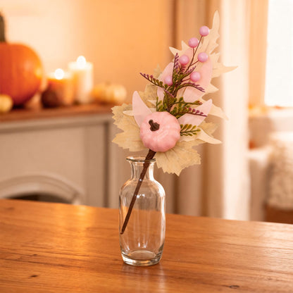 Adurself 6PCS Pink Fall Picks with Pumpkins – Artificial Autumn Floral Stems with Pink Pumpkin, Berries and Leaves for Thanksgiving Harvest Centerpiece, Vase, Home & Party Decoration