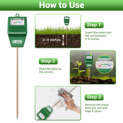 Dr.meter Soil Moisture Meter, 2 Packs Soil Test Kit for Garden Lawn Farm Indoor & Outdoor Use - Soil Tester Hygrometer Sensor for Houseplants - Plant Water Meter-No Battery Needed, Gardening Gifts