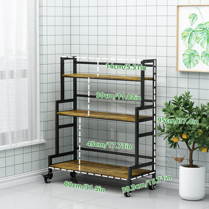 YIZAJIA Plant Stand Indoor 3 Tier Metal Board Outdoor Tiered Stands Shelf With wheel for Multiple Plants Potted Ladder Plant Holder Table Plant Pot Stand for Window Garden Balcony Living Room